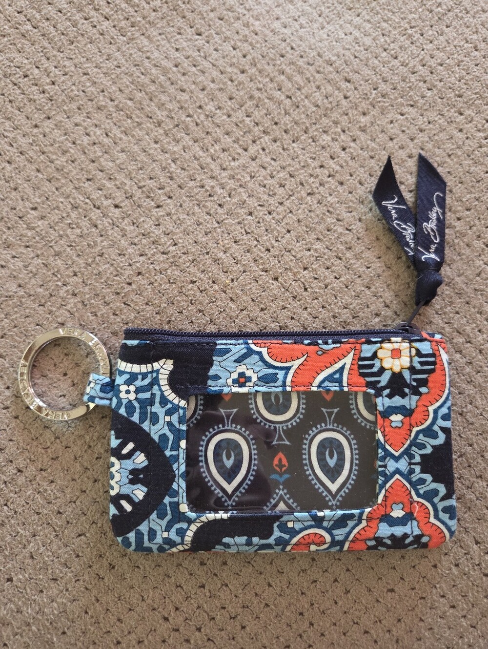 VERA BRADLEY Marrakesh Blue Orange Vera Bradley ID Card Case Zip Wallet Blue